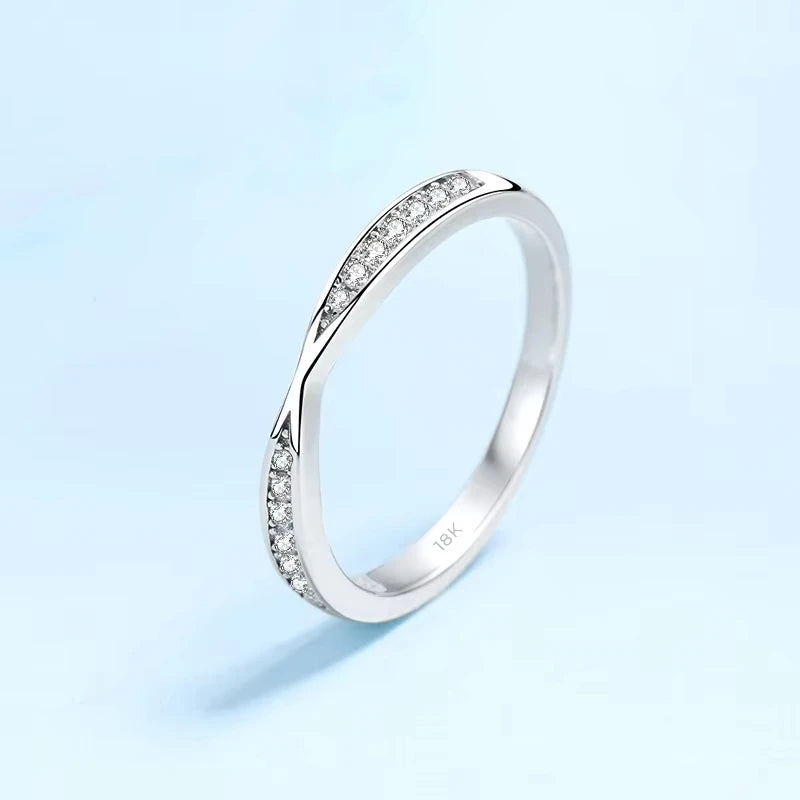 Fine Jewelry Wedding Present 18K White Gold Rings Girl Engagement 0.13ct Moissanite Diamond Daughter Birthday Gift for Women