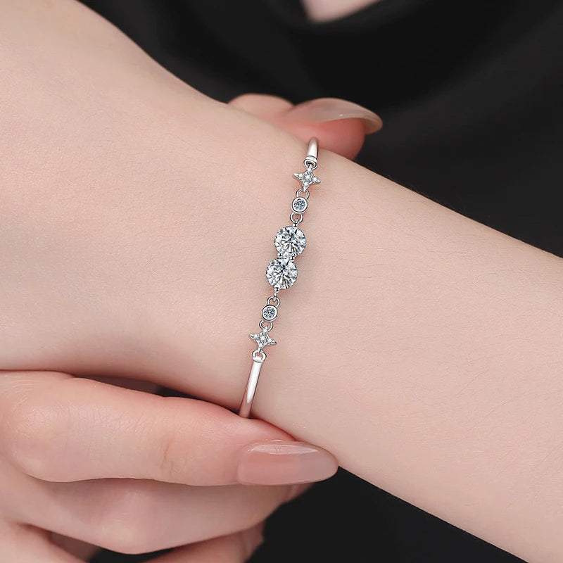 Moissanite Lab Diamond Bracelets 5mm 925 Sterling Silver Women's Hand Bracelet Chain luxury Jewelry For Women