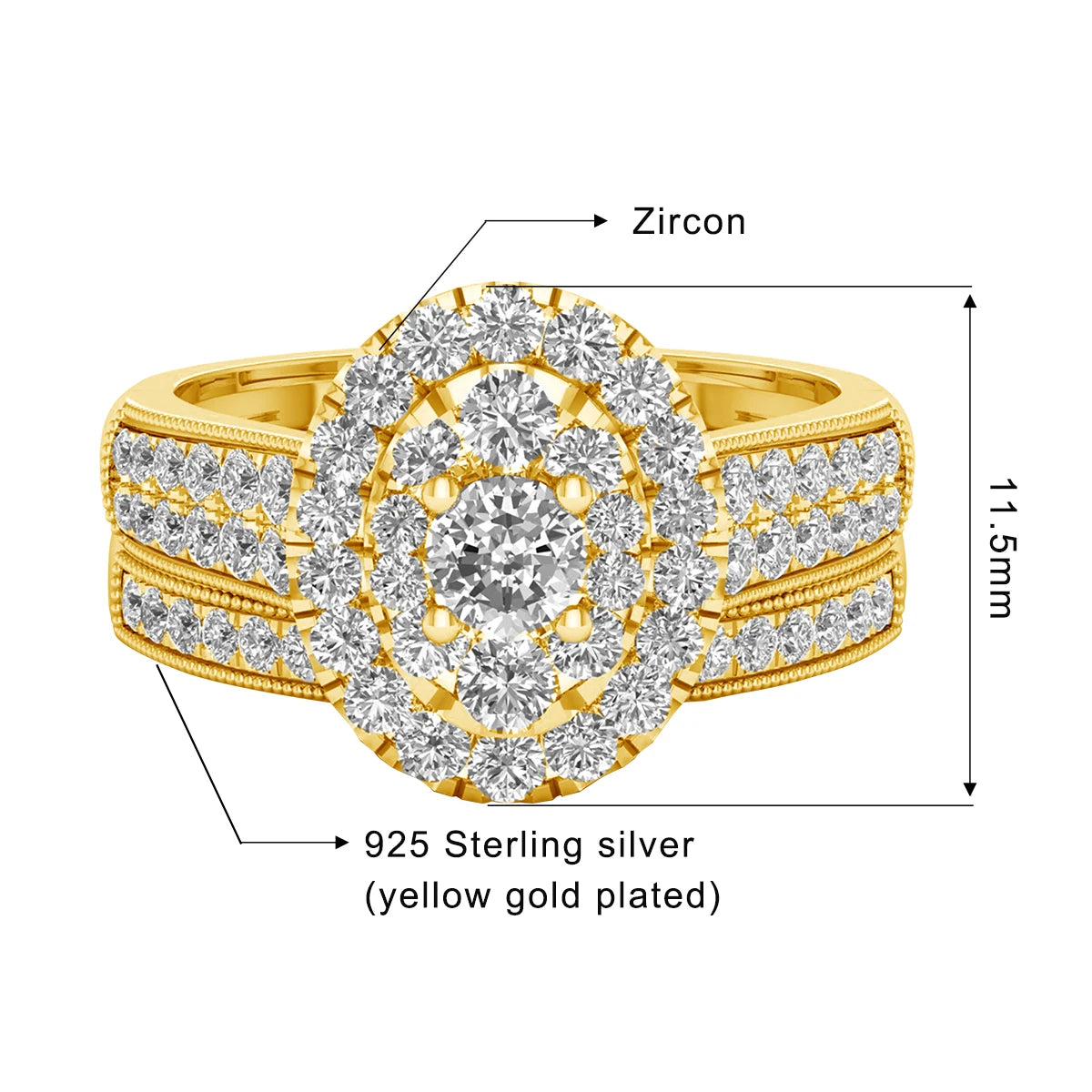 Moissanite Engagement Rings Set Bridal Jewelry 2PCS