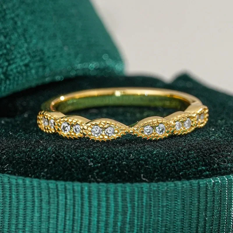 Women Wedding Band 18K Gold Valentine's Day Rings 0.15CT Moissanite Diamond Girl Birthday Fine Jewelry Daughter Christmas Gift