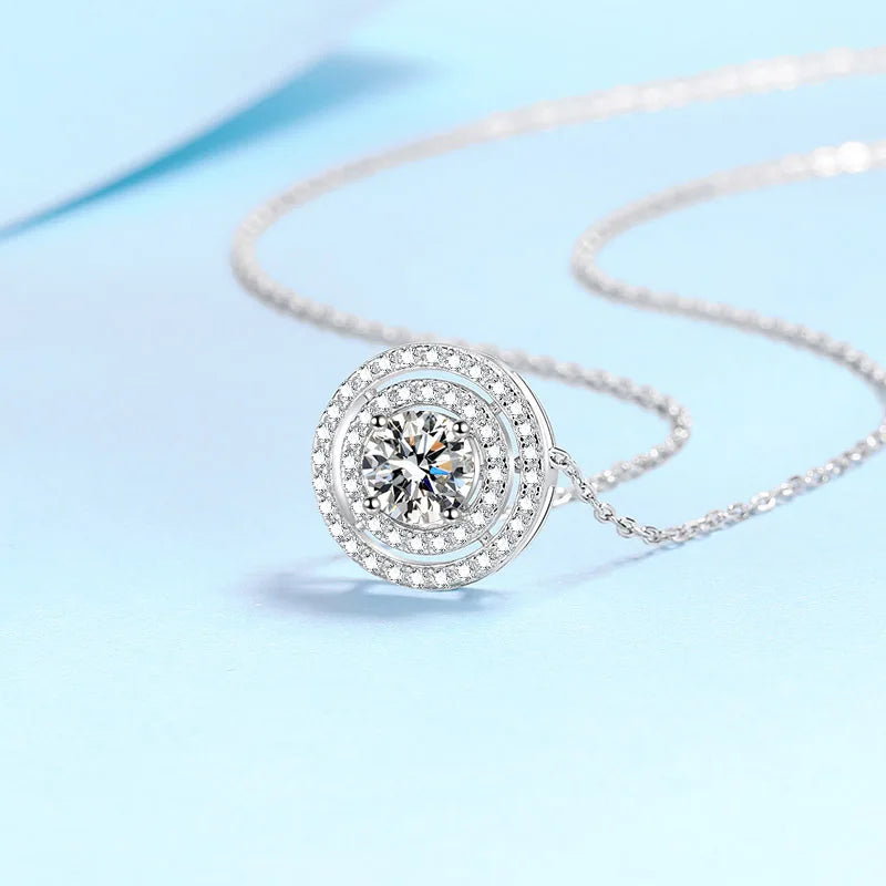 Moissanite Round Pendant Necklace