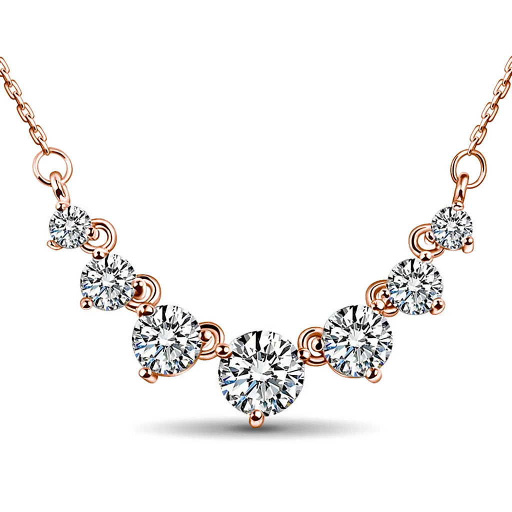 Moissanite Necklace For Women Solid 925 Sterling Silver 2.8ct 7 Stone