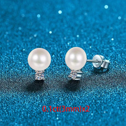 Natural Pearl Moissanite Earrings