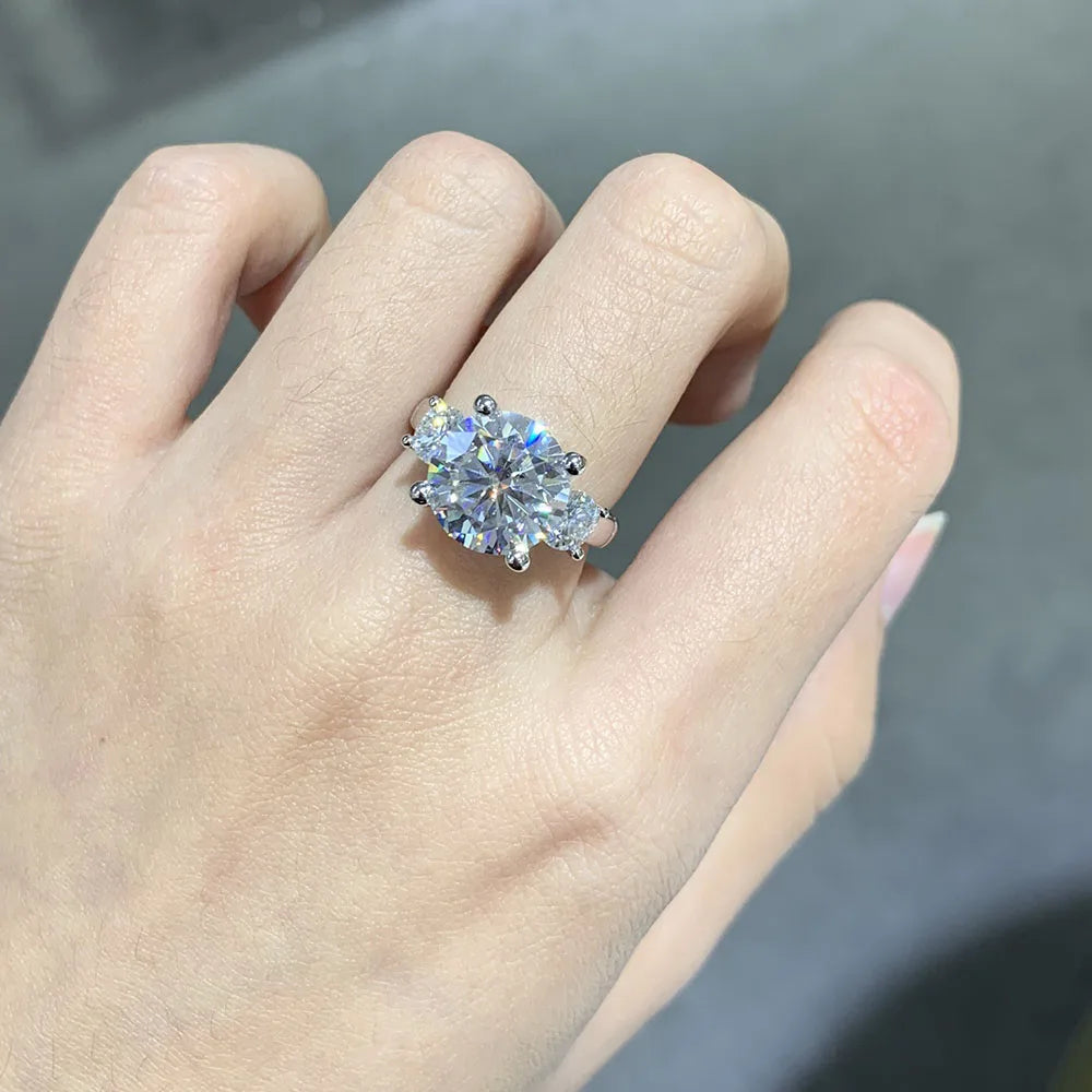 8ct D Color Moissanite Rings for Women Wedding Bridal 100% S925 Sterling Silver Eternity Rings Plated 18K