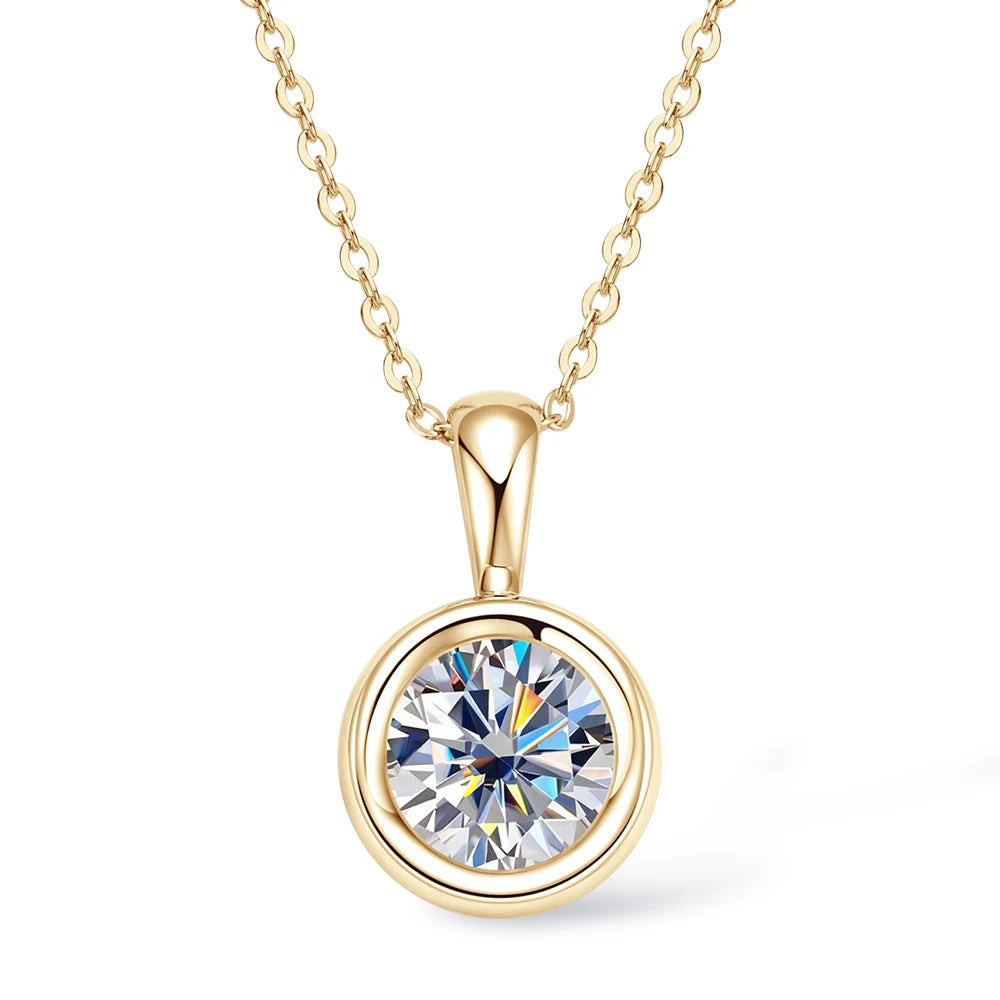 GRA Certified 2CT Moissanite Pendant Necklaces 925 Sterling Silver Solitaire Necklace Chain For Women Jewellry Gift