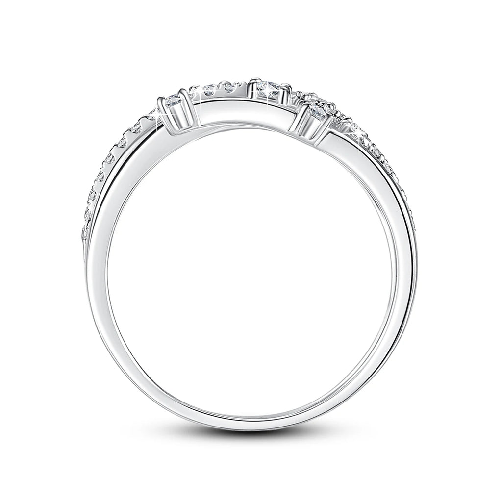 Moissanite Ring Eternity Wedding Band Solid 925 Silver