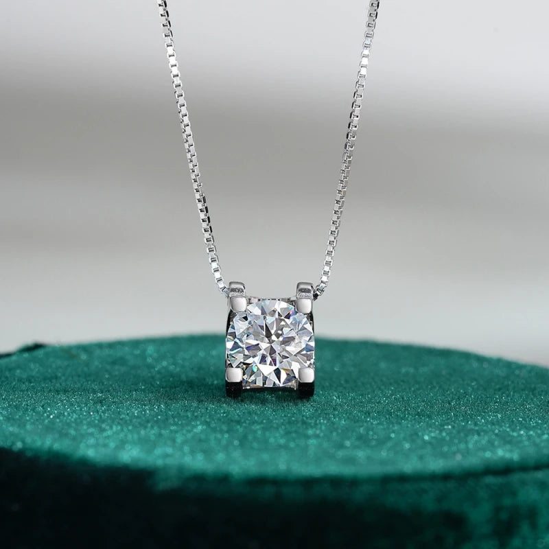Girl Christmas 18K White Gold Daughter Birthday Necklaces 1/2CT Moissanite Diamond Women Wedding PT950 Wife Valentine's Day Gift