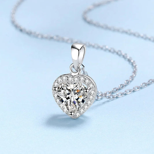 Moissanite Diamond Heart Pendant Necklace