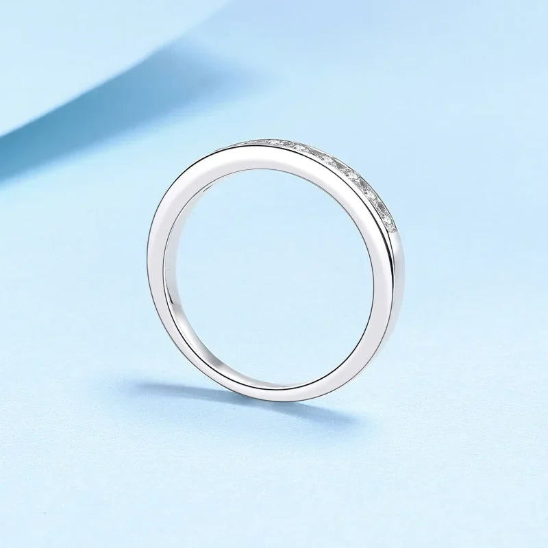 Fine Jewelry Womens Luxury PT950 Platinum Moissanite VVS1 D Color Arrange Diamond 0.27CT Round Sparkling Simple Ring for Female