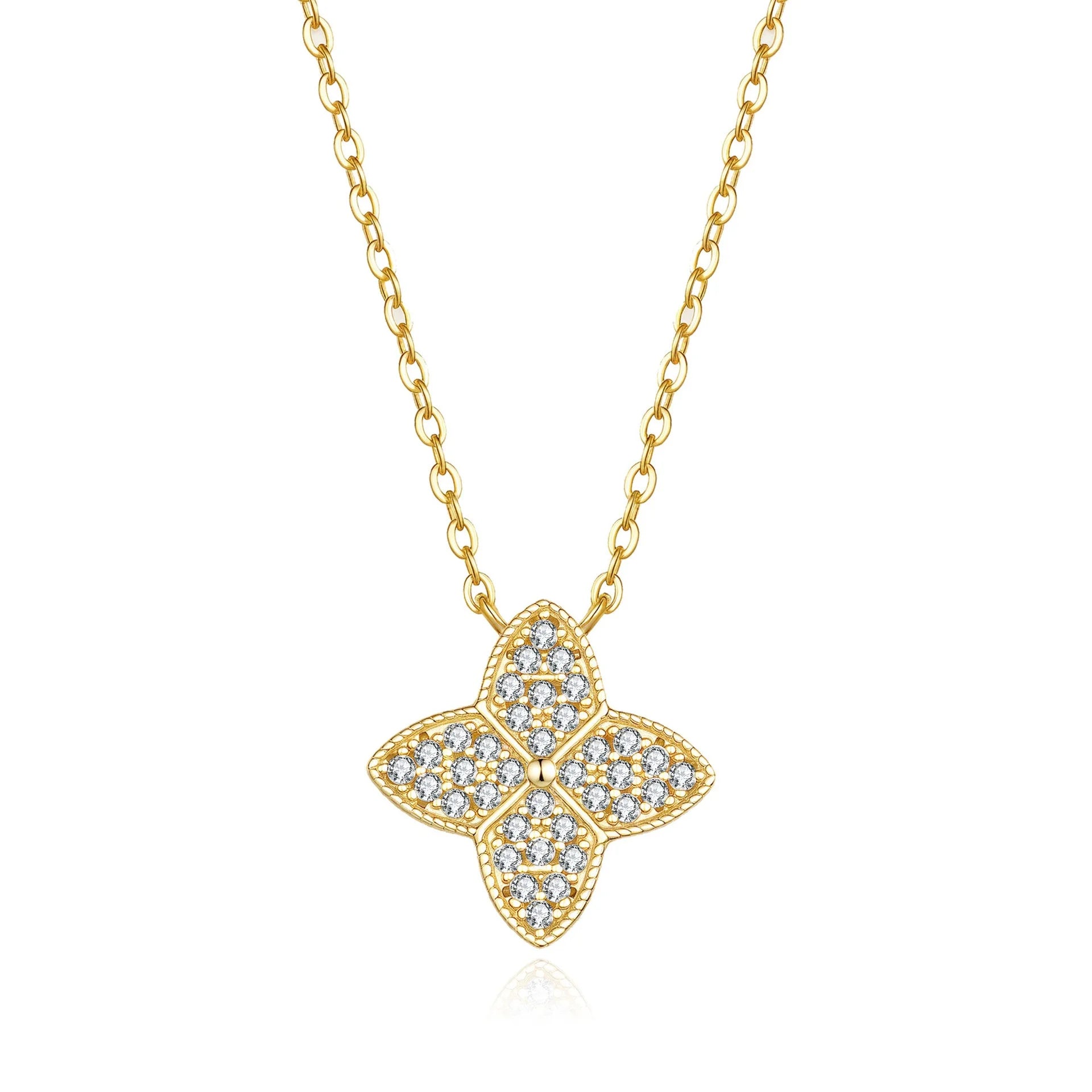 14k Gold Moissanite Necklace for Women Trendy Collarbone Chain Internet Celebrity Four-pointed Star Student Pendant Jewelry