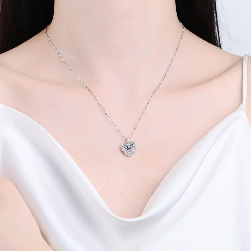 1CT Heart Moissanite Pendant Necklace