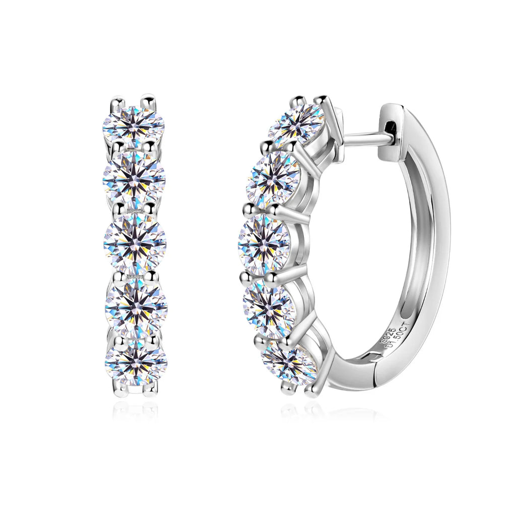 4mm GRA Certified Moissanite Hoop Earring Huggie Hoops 925 Sterling Silver Earrings for Women Bride Wedding  Jewelry