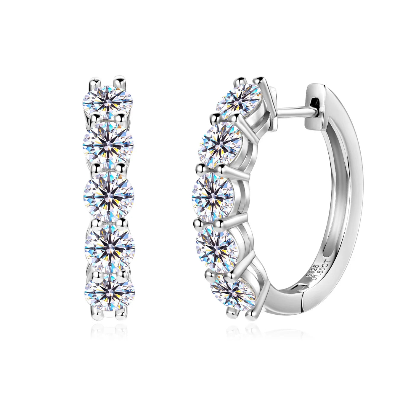 4mm GRA Certified Moissanite Hoop Earring Huggie Hoops 925 Sterling Silver Earrings for Women Bride Wedding  Jewelry