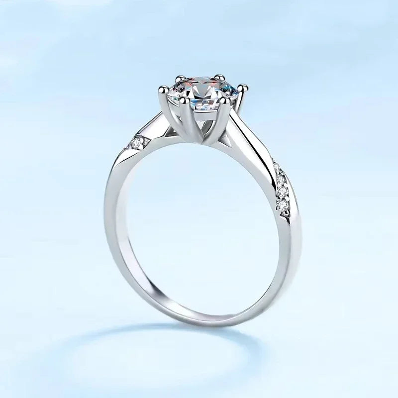 Women Engagement 18K White Gold Wedding Band 0.5/1CT Moissanite Diamond Birthday Gift PT950 Platinum Girl Valentine's Day Rings