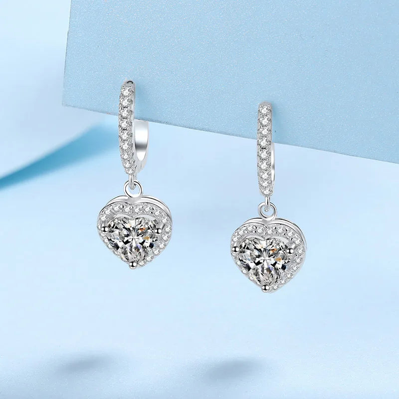 2ct Heart Moissanite Drop Earring