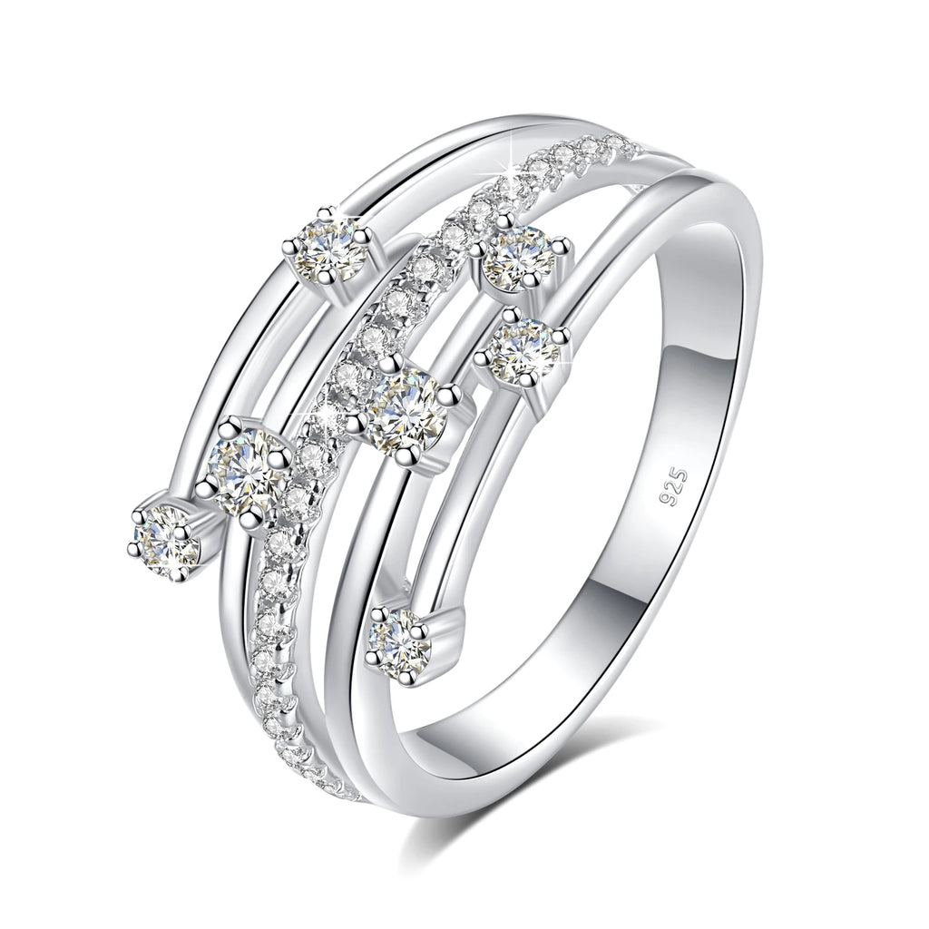 Moissanite Ring Eternity Wedding Band Solid 925 Silver