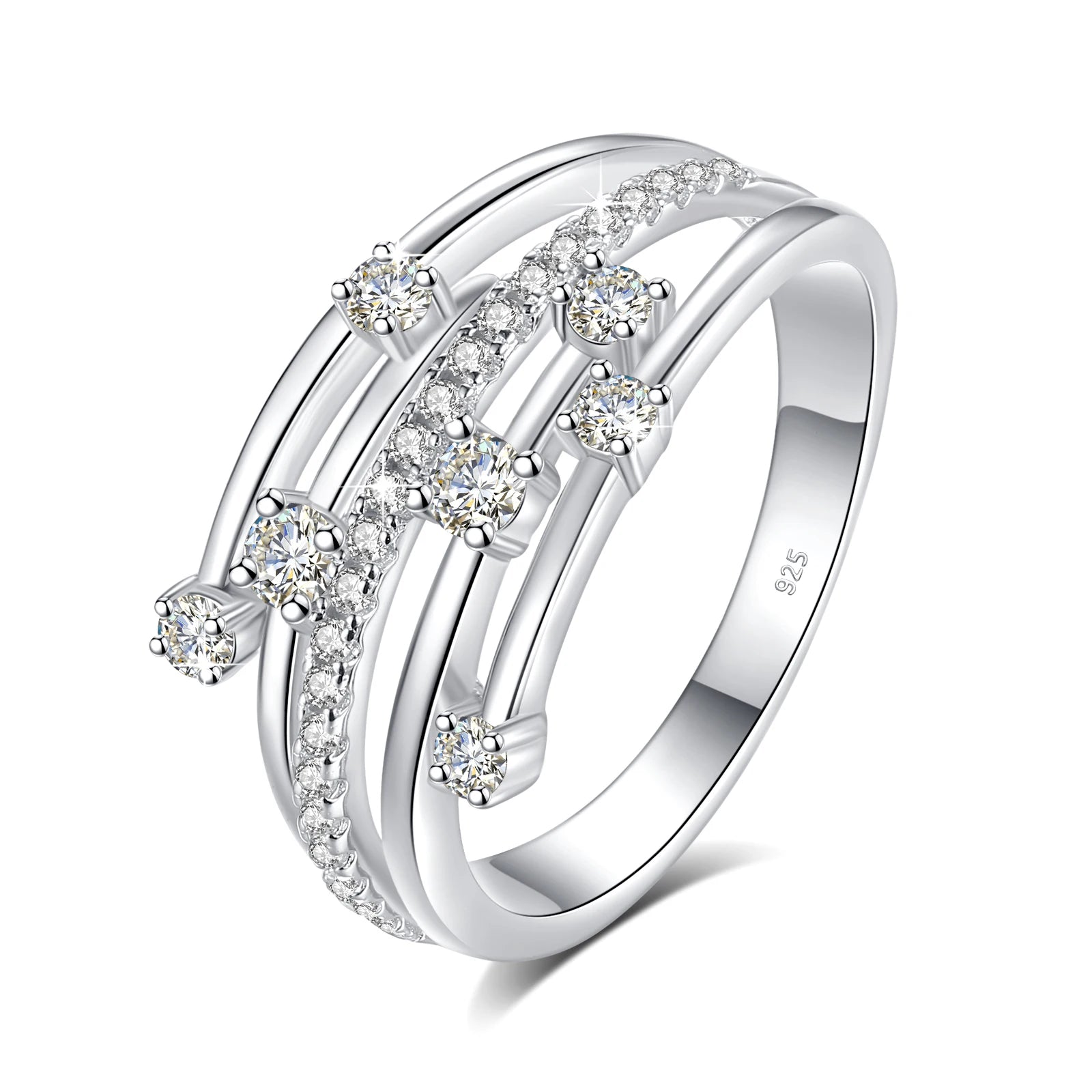 Moissanite Ring Eternity Wedding Band Solid 925 Silver