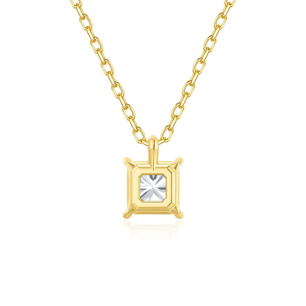 2ct Princess Cut Moissanite Necklace 14k Gold Wedding Jewelry