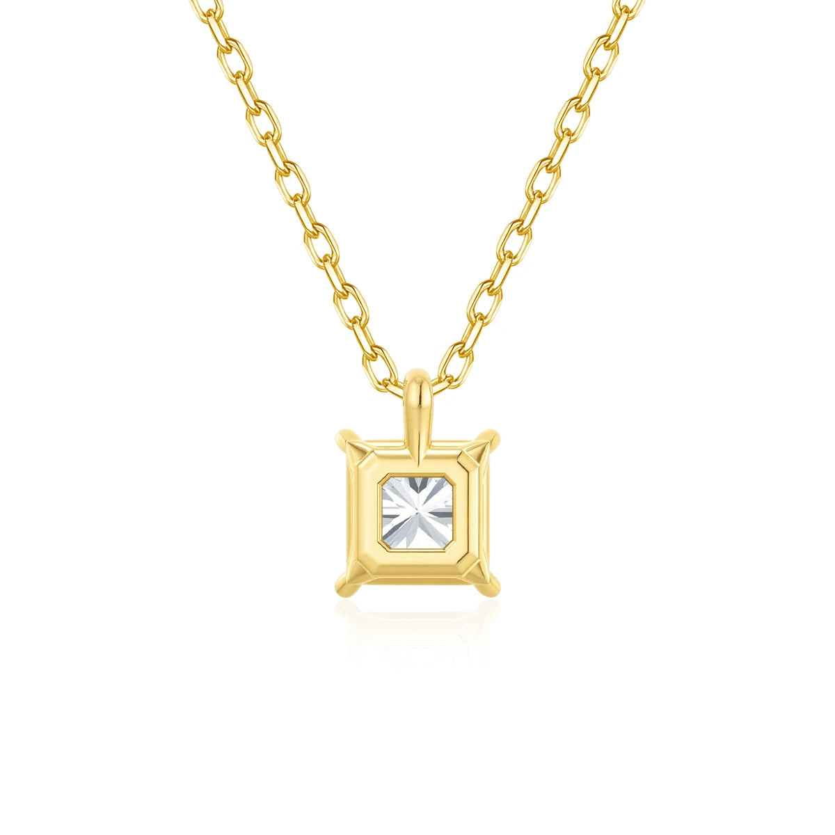 2ct Princess Cut Moissanite Necklace 14k Gold Wedding Jewelry