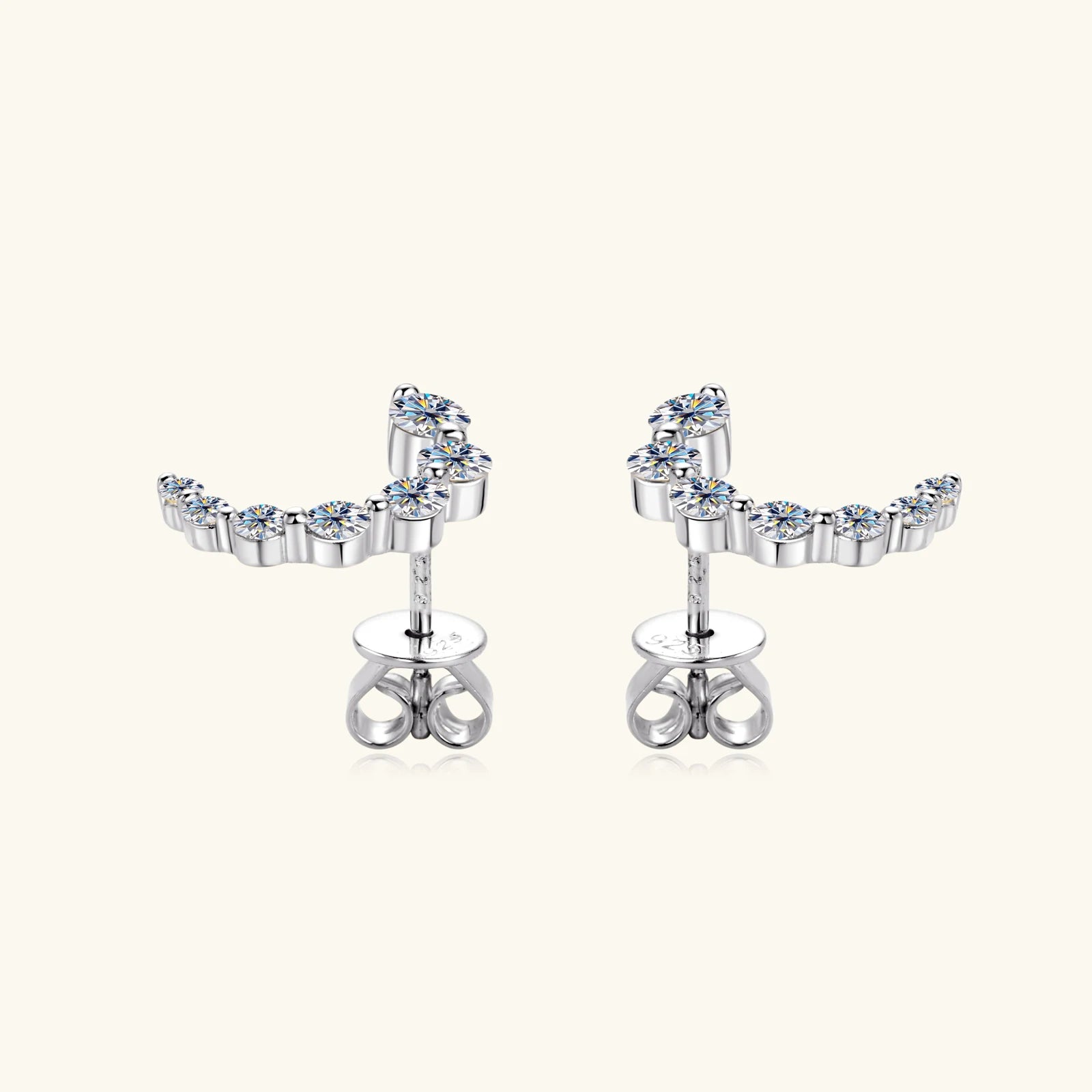 925 Sterling Silver Moissanite Earrings C-Shaped Semicircular Earrings for Women New Fashion Jewelry Luxury Accessories