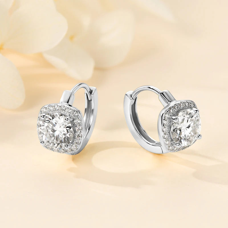 Trendy Ice Out Moissanite Diamond Earring 925 Sterling Silver Hoop Earrings
