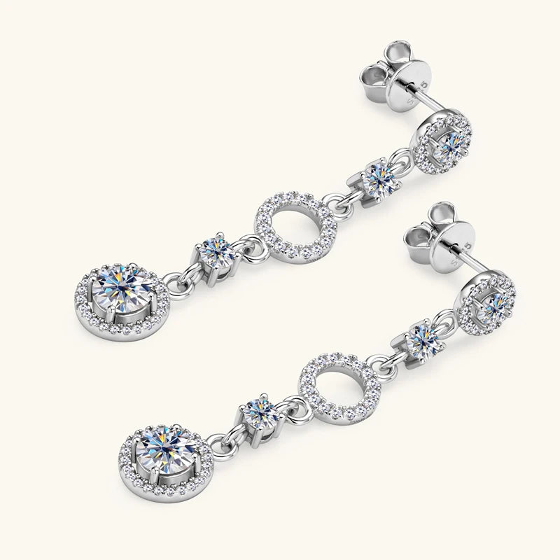 925 Sterling Silver Chain Tassel Earring D Color 2.0CTTW Moissanite