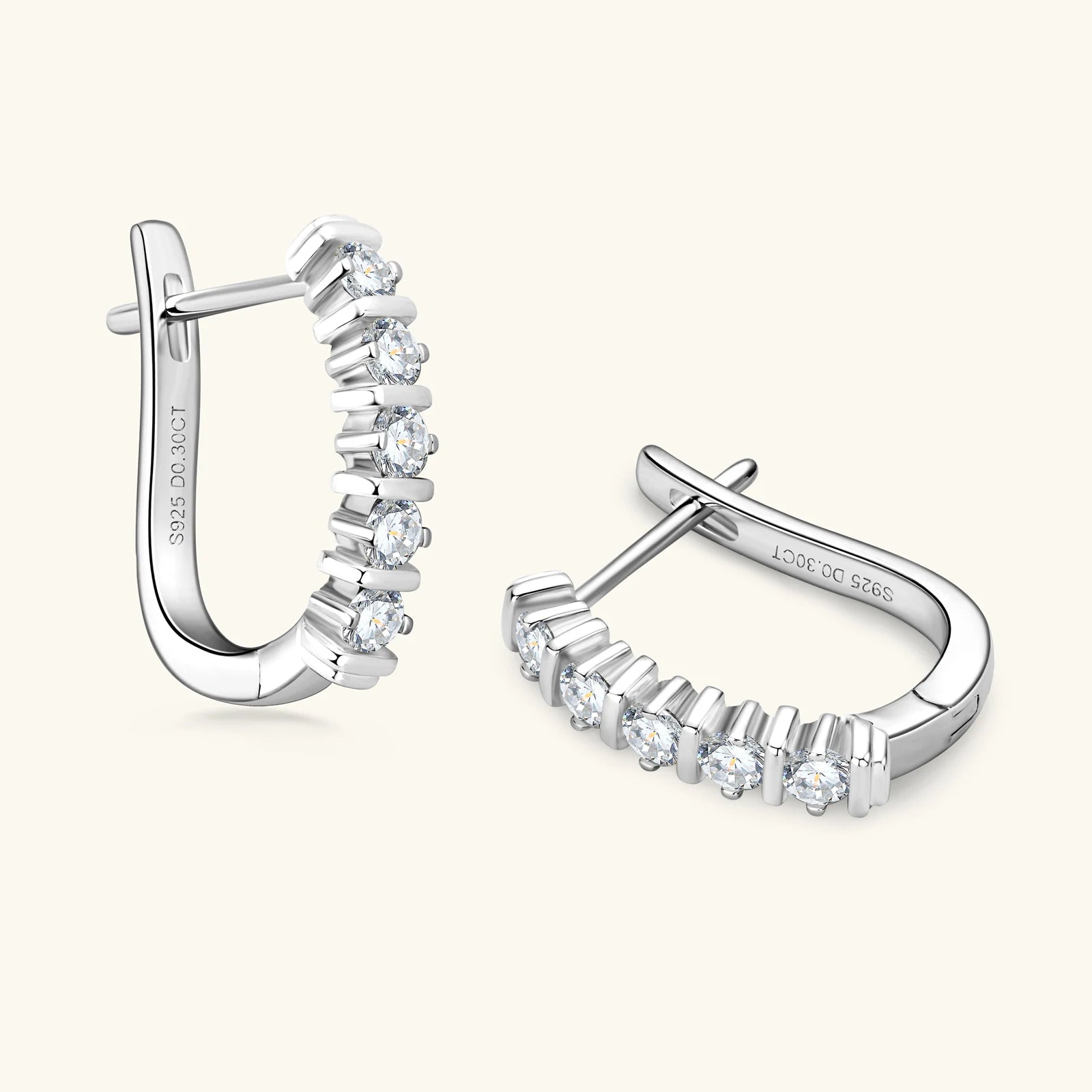 Earrings for Women Double Color 925 Sterling Silver Hoop Earring 2.5mm Moissanite Sparkling Lab Diamond Ear Buckle Fine Jewelry