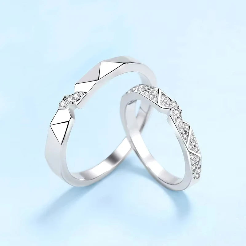 Birthday Gift 18K White Gold Women Men Couple Rings Valentine's Day Unisex 0.48ct Moissanite Diamond Lovers Girl Wedding Bands