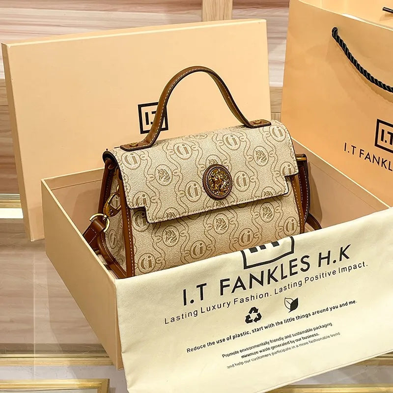 crossbody small square Women's handbag genuine leather luxury bag