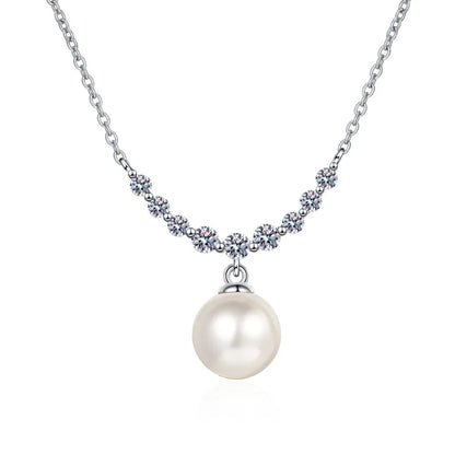 Pearl Pendant Moissanite Necklace