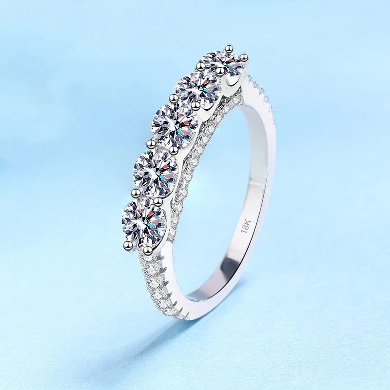 Women Engagement 18K White Gold Wedding Band 1.5CT Moissanite Diamond Girl Valentine's Day PT950 Platinum Birthday Gift Rings