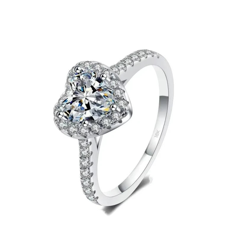 Girlfriend Valentine's Day 18K White Gold Engagement Rings 1CT Moissanite Diamond Women PT950 Platinum Wedding Band Fine Jewelry