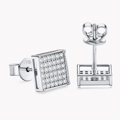 Full Moissanite Square Couples Earrings