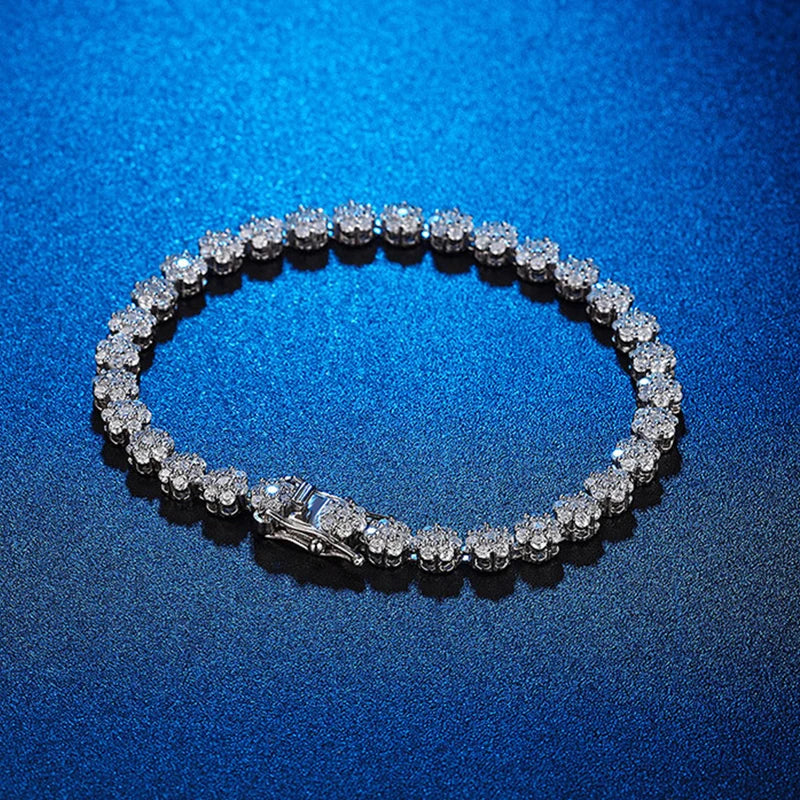 Full Moissanite Tennis Bracelets for Woman 925 Sterling Silver Lab Diamond Women's Hand Bracelet Chain Luxury Jewelry