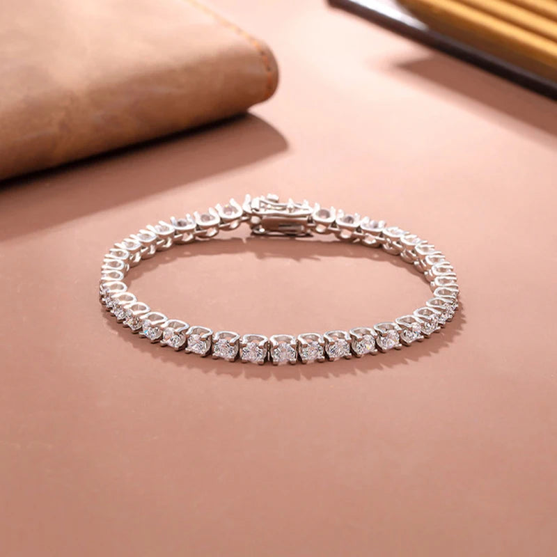 Moissanite Tennis Bracelets 2.5mm Woman 925 Sterling Silver Lab Diamond Women's Hand Bracelet Chain Luxury Jewelry