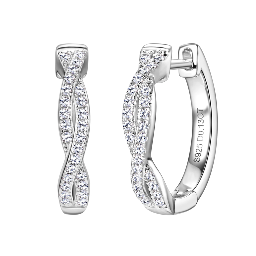 New Twisted Hoop Earrings S925 Sterling Silver Moissanite Diamond Earrings for Women Girls Wedding Birthday Jewelry Gifts