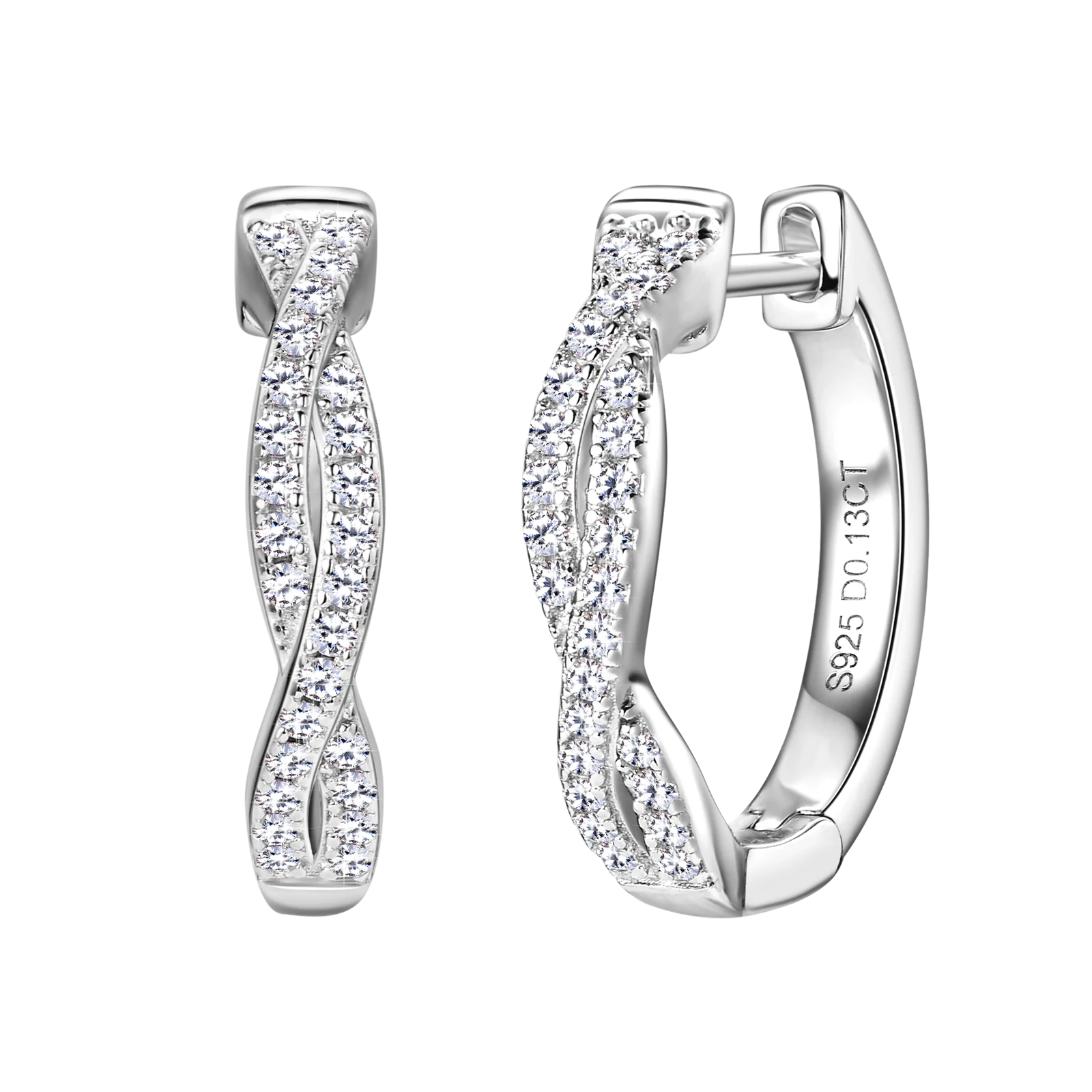 New Twisted Hoop Earrings S925 Sterling Silver Moissanite Diamond Earrings for Women Girls Wedding Birthday Jewelry Gifts
