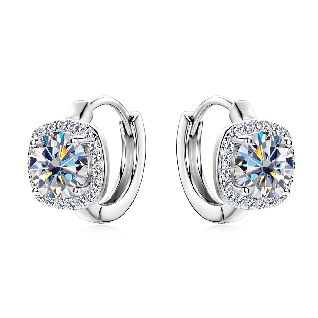 Hoop Earrings for Women GRA Certified S925 Sterling 1CT Full Moissanite Silver Lab Diamond Earring Wedding Jewelry
