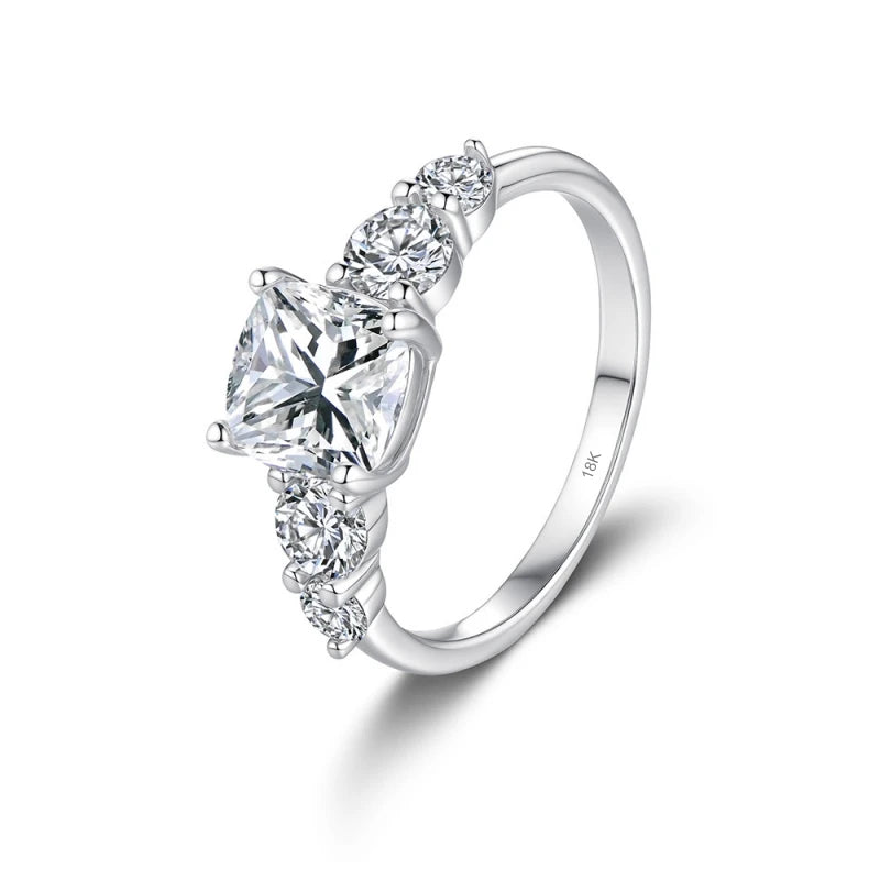 Wife Valentine's Day 18K White Gold Women Birthday Rings 2CT Moissanite Diamond Girl Friend Christmas Gift PT950 Wedding Band