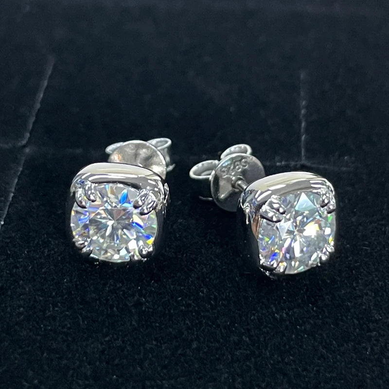 1CT Round Moissanite Hoop Earrings With Certificate 925 Sterling Silver