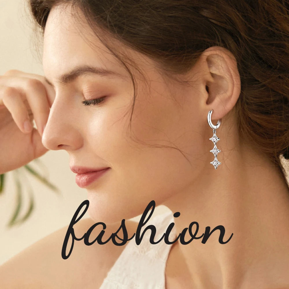 Moissanite Drop Earrings 925 Sterling Silver Long Dangle Earrings for Women Trendy Jewelry 18K Gold Plated