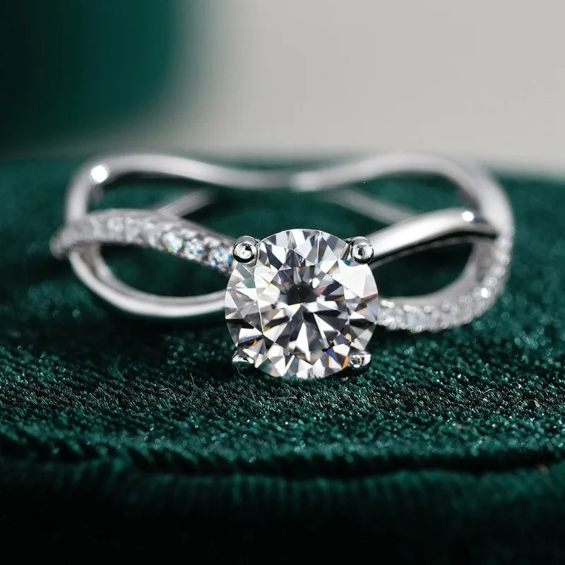 Lover Engagement 18K White Gold Wedding Band 1CT Moissanite Diamond Women Valentine's Day PT950 Platinum Birthday Gift Rings ins