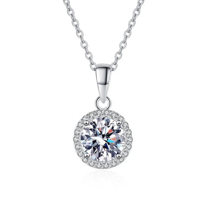 1CT Moissanite Diamond Gemstones Pendant Necklaces