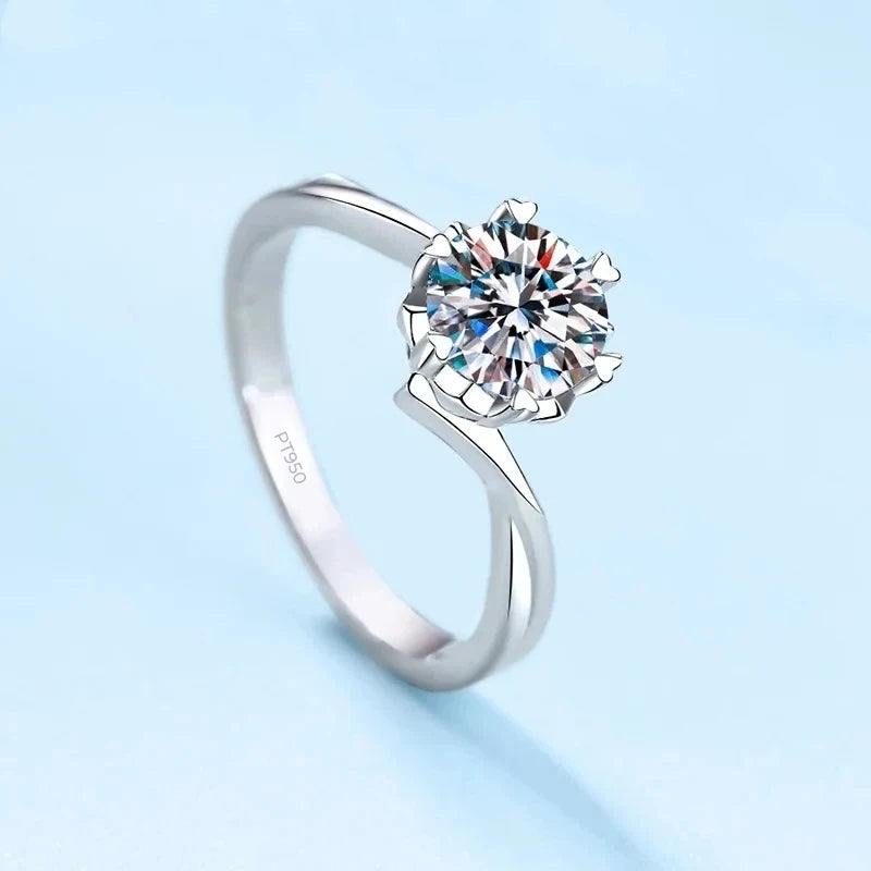 PT950 Platinum Moissanite Diamond Women Wedding Ring