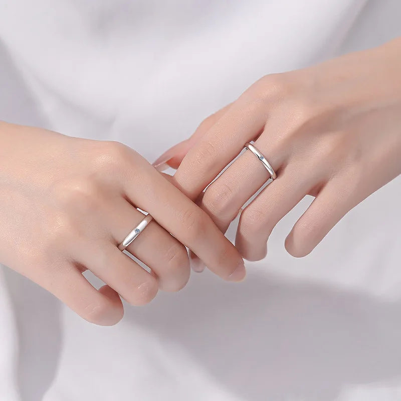 Unisex Engagement 18K White Gold Women Men Wedding Rings Lovers Moissanite Diamond 0.25CT Girl Boy Birthday Gift Valentine's Day