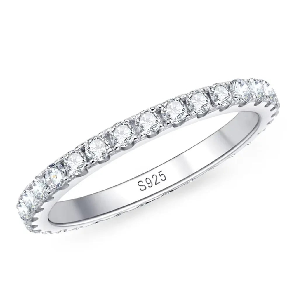 Full Eternity Moissanite Band - D VVS1 S925 Silver 2mm