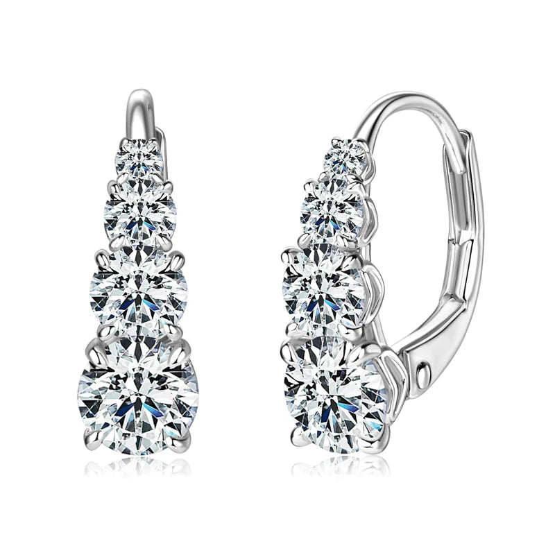 Moissanite Hoop Earrings 925 Sterling Silver
