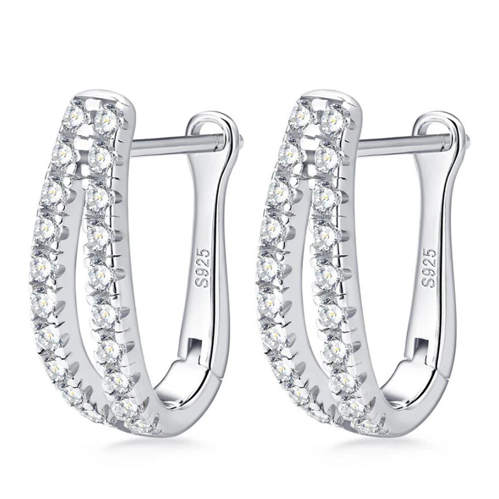 1.5mm Moissanite Hoop Earrings for Women 925 Sterling Silver 18K Gold Plated Earrings Classic Girls' Jewelry