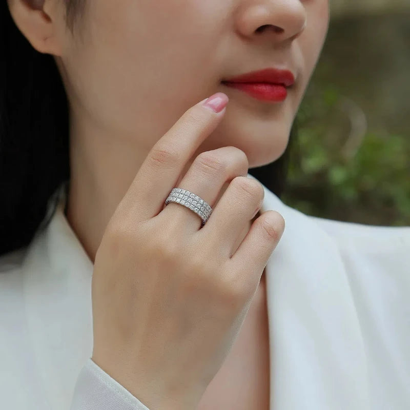 Moissanite Ring Closed Mouth Ring Ladies Wedding Ring S925 Sterling Silver 2mm Jewelry Gift