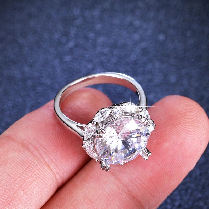 5 Carat Round Moissanite Rings